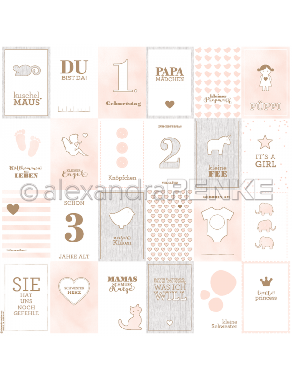 Papel Tarjetas Rosa Niña/ Kärtchenbogen pink Mädchen - Alexandra Renke