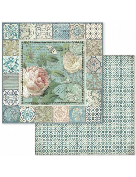 Stamperia Azulejo Frame W/Rose SBB606